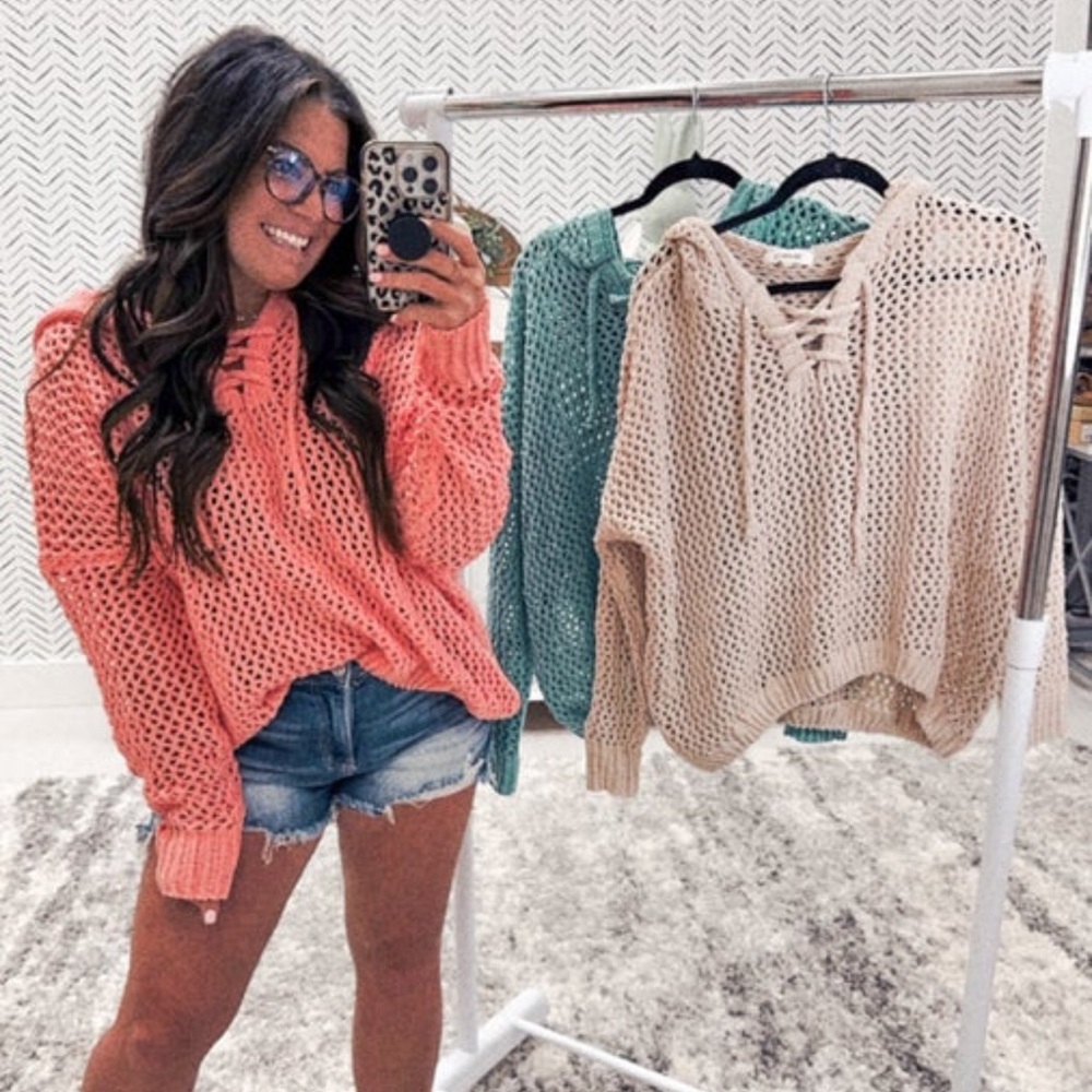 Lace crochet chenille pullover
